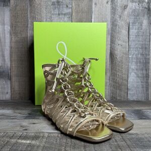 Womens‎ Sam Edelman Lara Gold Leather Casual Mid Gladiator Sandals Size 6 M EUC